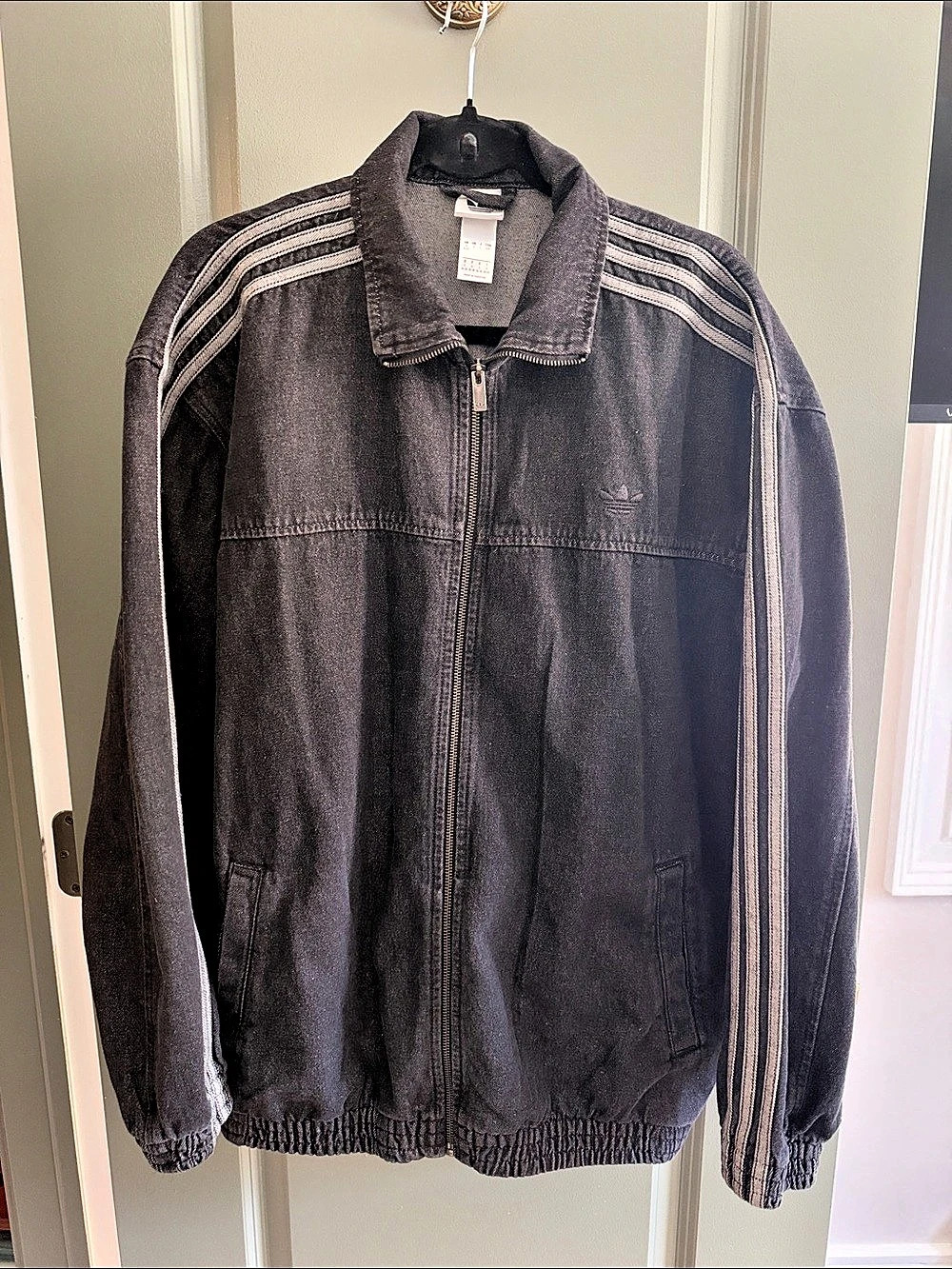 adidas Adicolor Denim Track Top Black & Gray Size Small